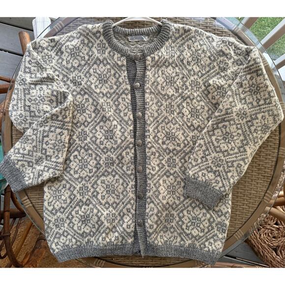 Husfliden Alesund Unisex Nordic Norwegian Wool Cardigan L/XL | Selbu Pattern - Picture 2 of 10